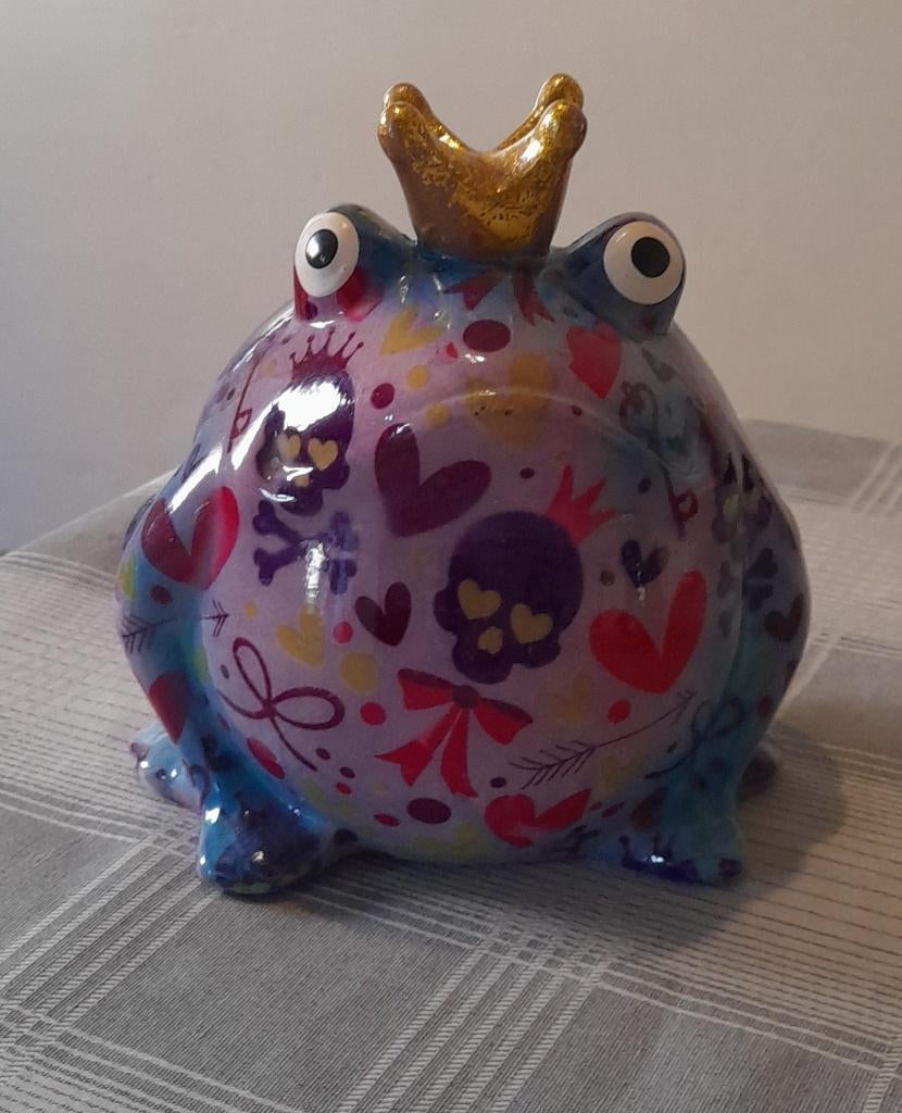 gekleurde stenen spaarpot kikker 16 cm, Ophalen of Verzenden
