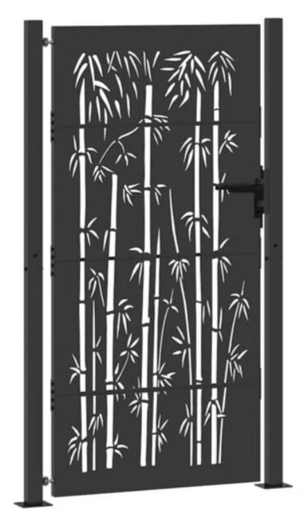 PORTAIL DE JARDIN - "Bambou" acier / laqué gris anthracite, Neuf, Portail battant, Acier, 100 à 150 cm