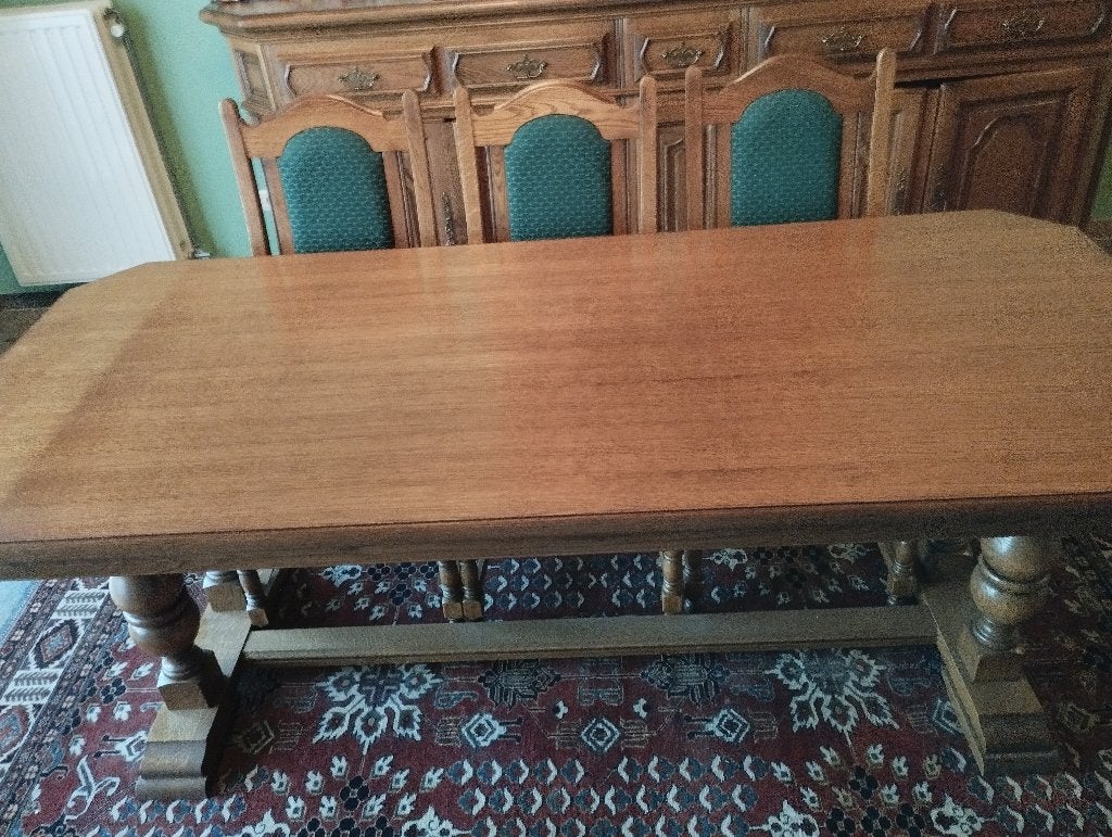 Table de salle à manger en chêne + 6 chaises, Enlèvement