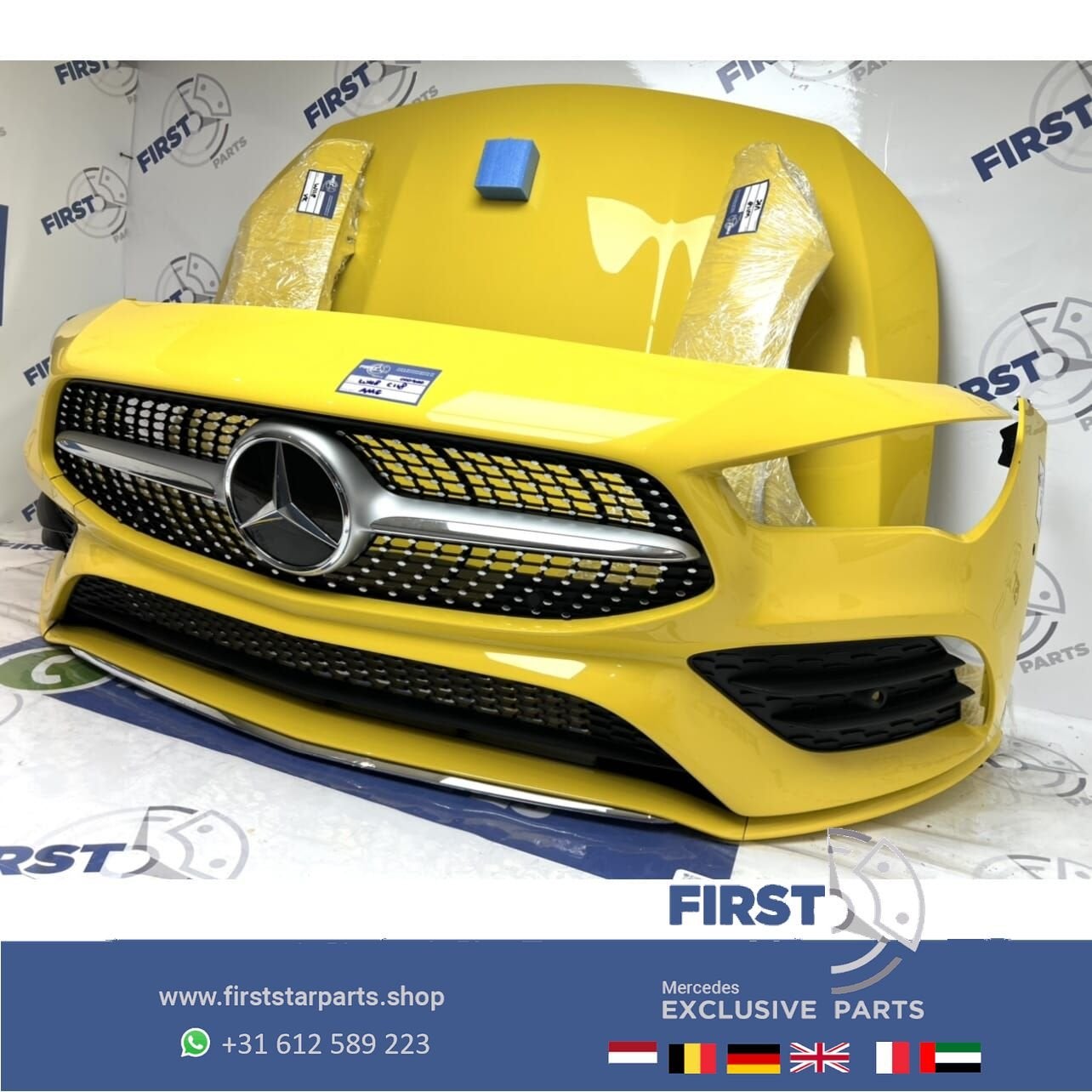 W118 CLA AMG VOORKOP onderdelen GEEL Origineel Mercedes 2018, Utilisé, -, Avant, -