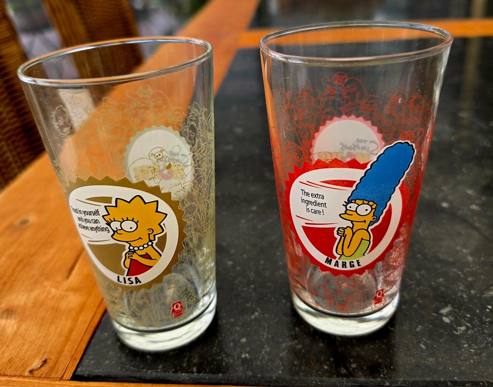 2 glazen  van de Simpsons, Verzamelen, Ophalen, Zo goed als nieuw, Frisdrankglas