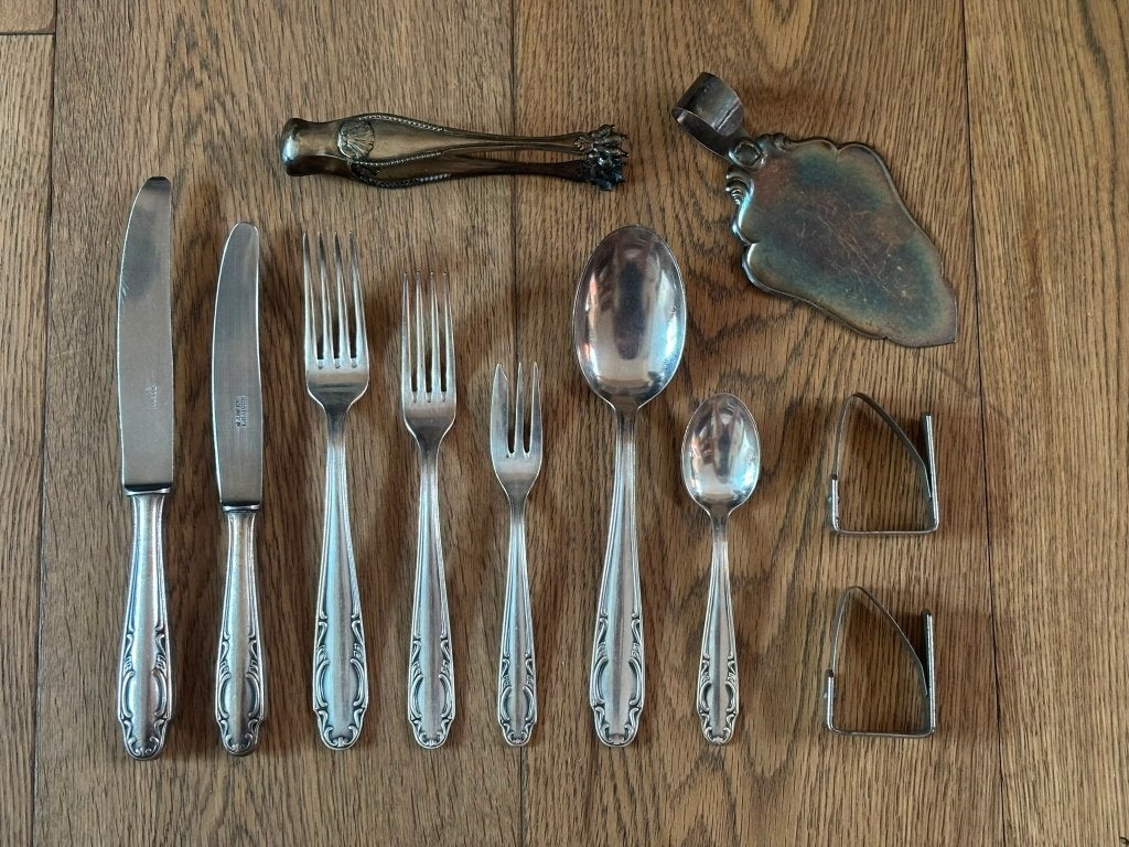 Service couverts argent 90 12 pers, Enlèvement, Utilisé, Argent, Set de couverts