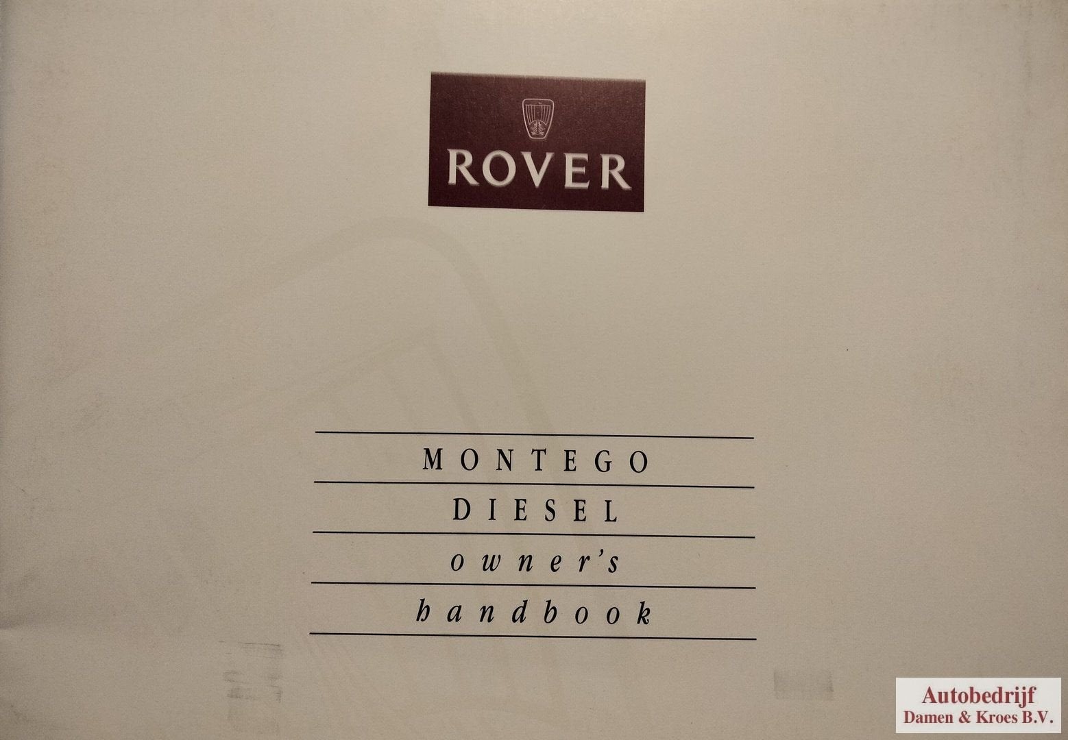 Handboek Rover Montego 2,0 Diesel AKM6390 (Engelstalig), Ophalen of Verzenden