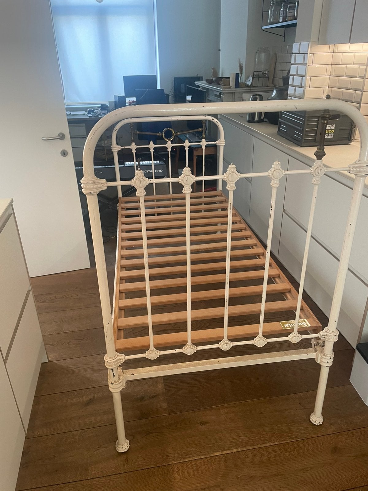 Retro stalen bed met lattenbodem 190x90, Ophalen
