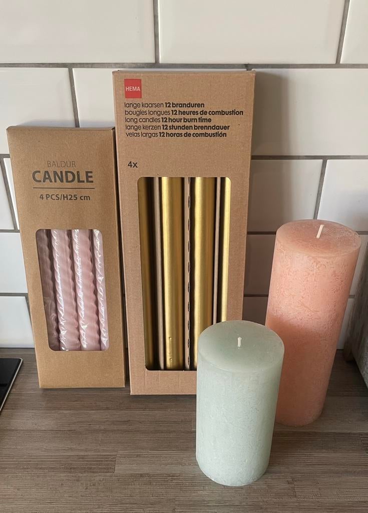 Kaarsen pastel goud HEMA JYSK - NIEUW, Enlèvement, Neuf
