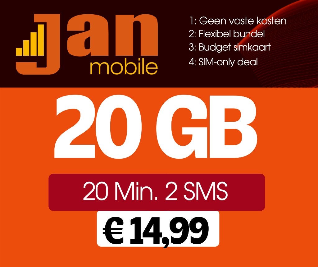 CarteSIM prépayée Jan Mobile, plus de données à moindre coût, Envoi, Neuf, Autres fournisseurs, Carte prépayée