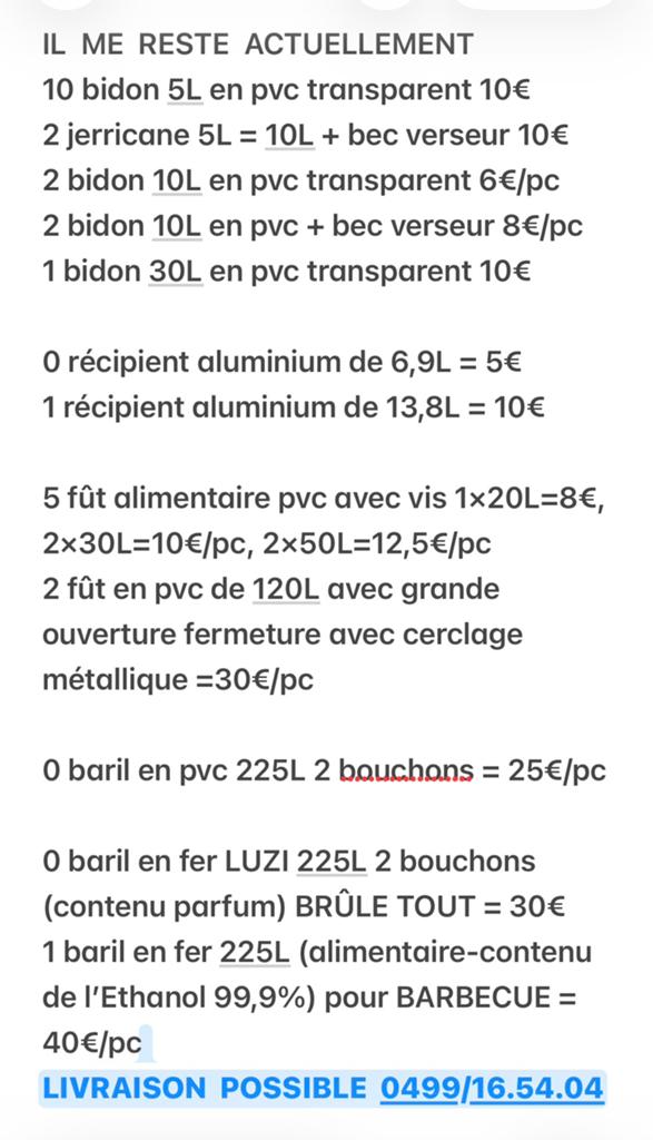 Barils fer 225L, Fûts 125L-150L, bidons 20-30L, Ophalen of Verzenden, Zo goed als nieuw