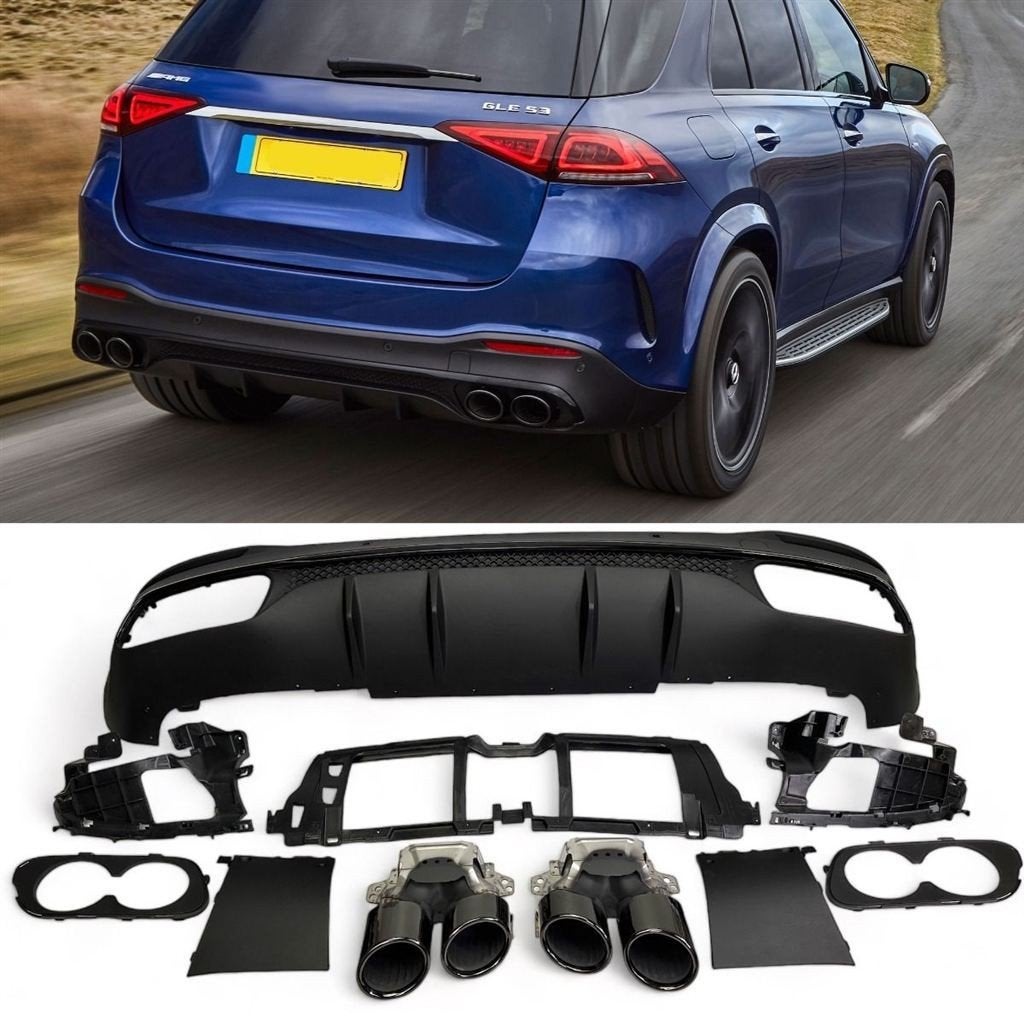 Diffuser + Uitlaat Mercedes GLE V167 Zwart, Verzenden