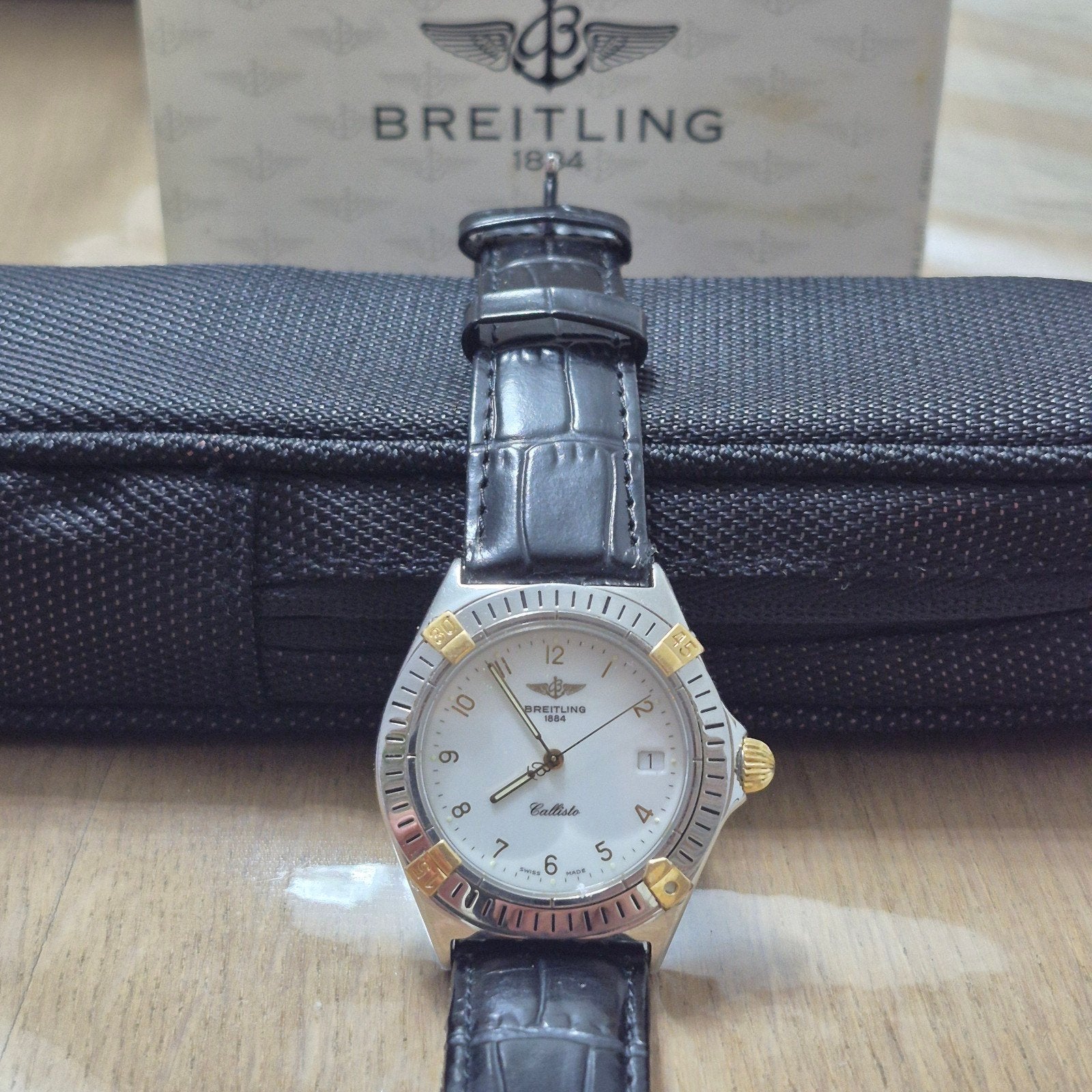Breitling 18 karaat Goud & Stahl, Handtassen en Accessoires, Horloges | Heren, Ophalen, Goud, Goud, Breitling