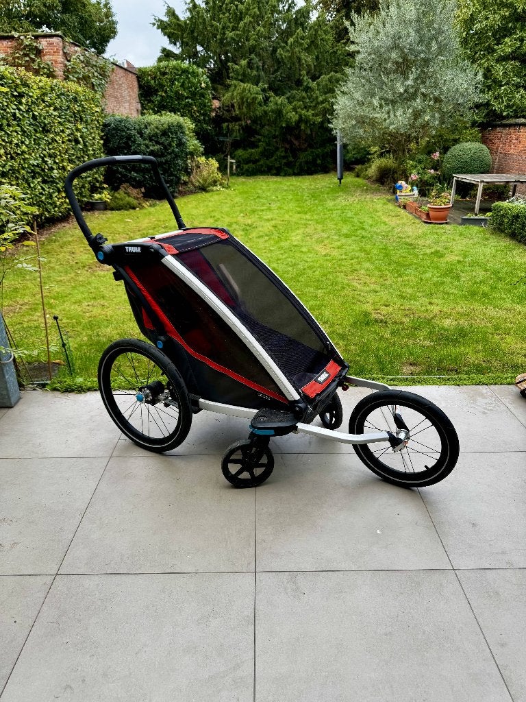 Fietskar Thule Chariot Cross 1 met joggingwiel, Fietsen en Brommers, Ophalen, Vering, Overige typen, Zo goed als nieuw