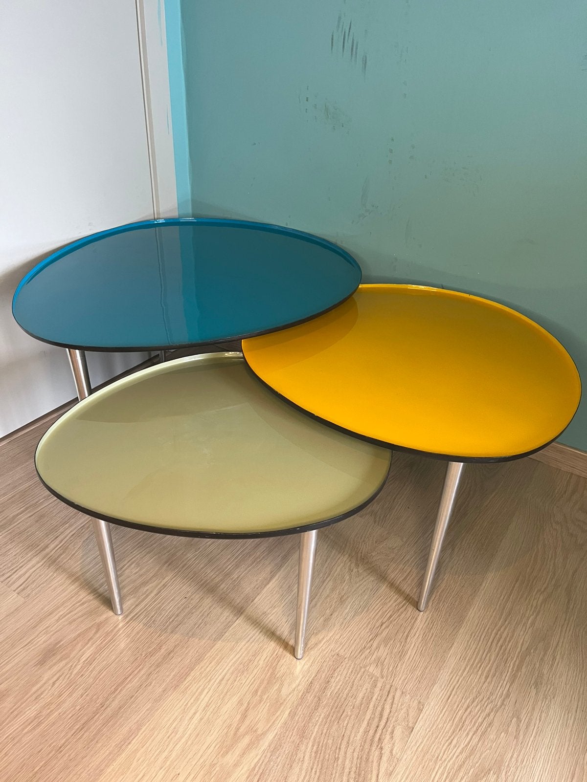 Coffe table/ koffie tafel set Kare, Maison & Meubles, Enlèvement, Comme neuf, Ovale
