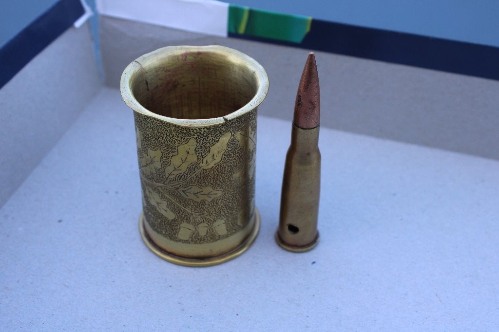 trench art: franse 37 mm huls 1916, Verzamelen, Militaria | Algemeen, Ophalen of Verzenden