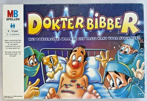 MB Spel Dokter Bibber bordspel compleet vintage 1999, Een of twee spelers, Verzenden, Zo goed als nieuw, MB spellen