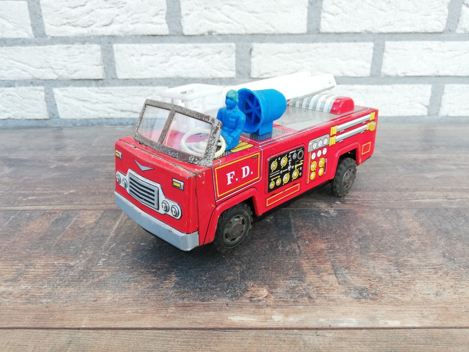 Blikken brandweerwagen Yano Man Toys Japan, Verzamelen, Ophalen of Verzenden, ., ., .