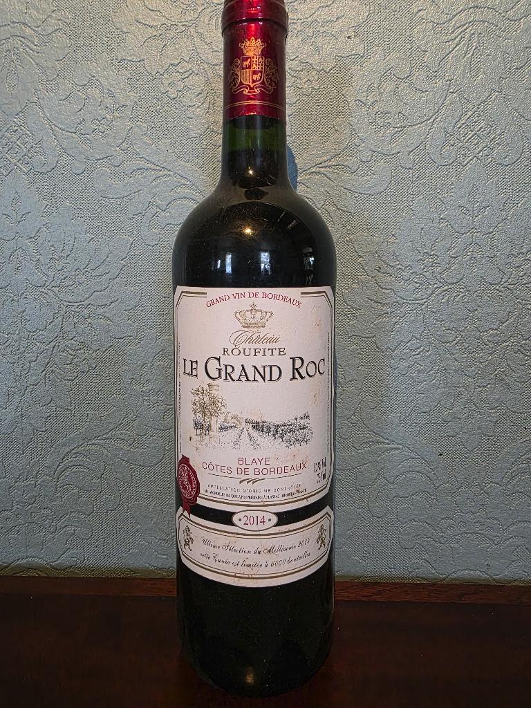 LOT 9 bouteilles : Château Roufite Le Grand Roc 2014, Comme neuf, Enlèvement, Vin rouge, France