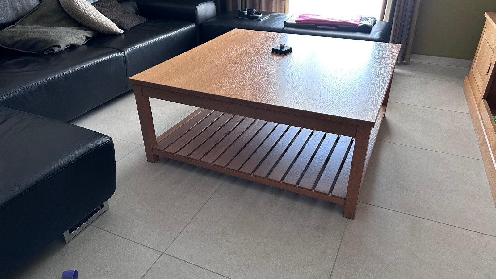 Salontafel in eik - tijdloos design - 110x110cm, Ophalen, 50 – 75, Gebruikt, Hedendaags