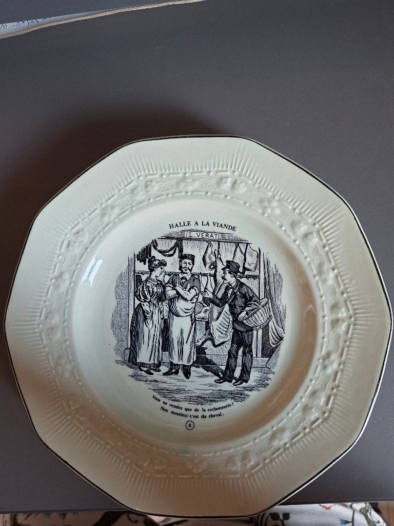 Lot de 3 assiettes parlantes Boch Frères Keramis, Antiquités & Art, Enlèvement ou Envoi