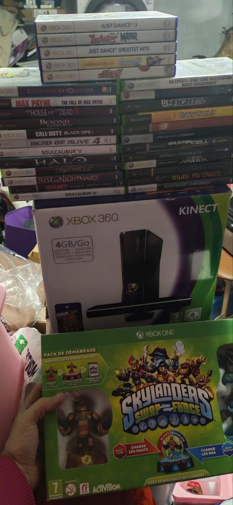 Xbox 360 avec kinect + jeux, Enlèvement, Avec kinect