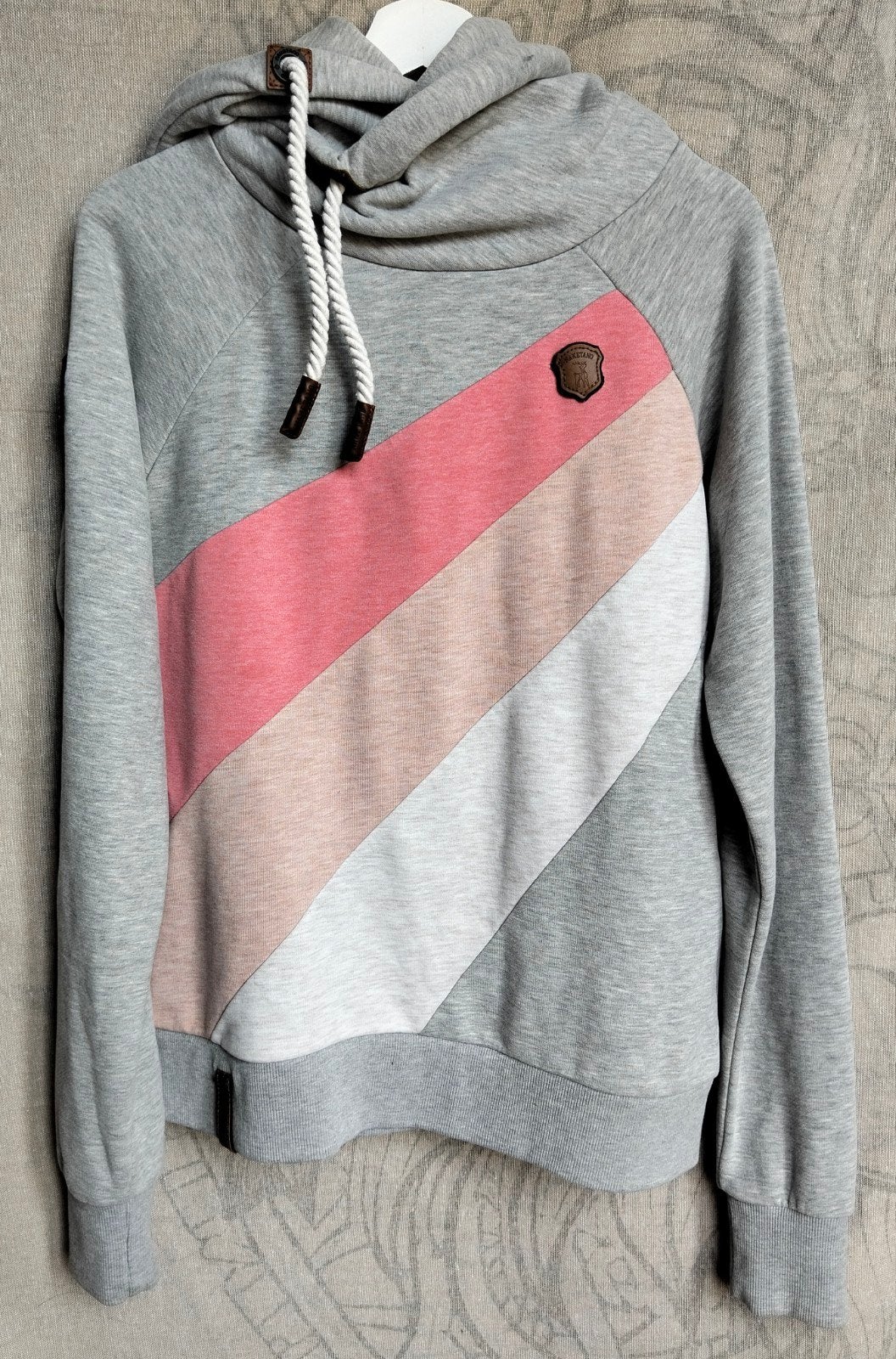 Naketano sweater trui hoodie grijs roze wit, Naketano, Enlèvement, Comme neuf, Gris