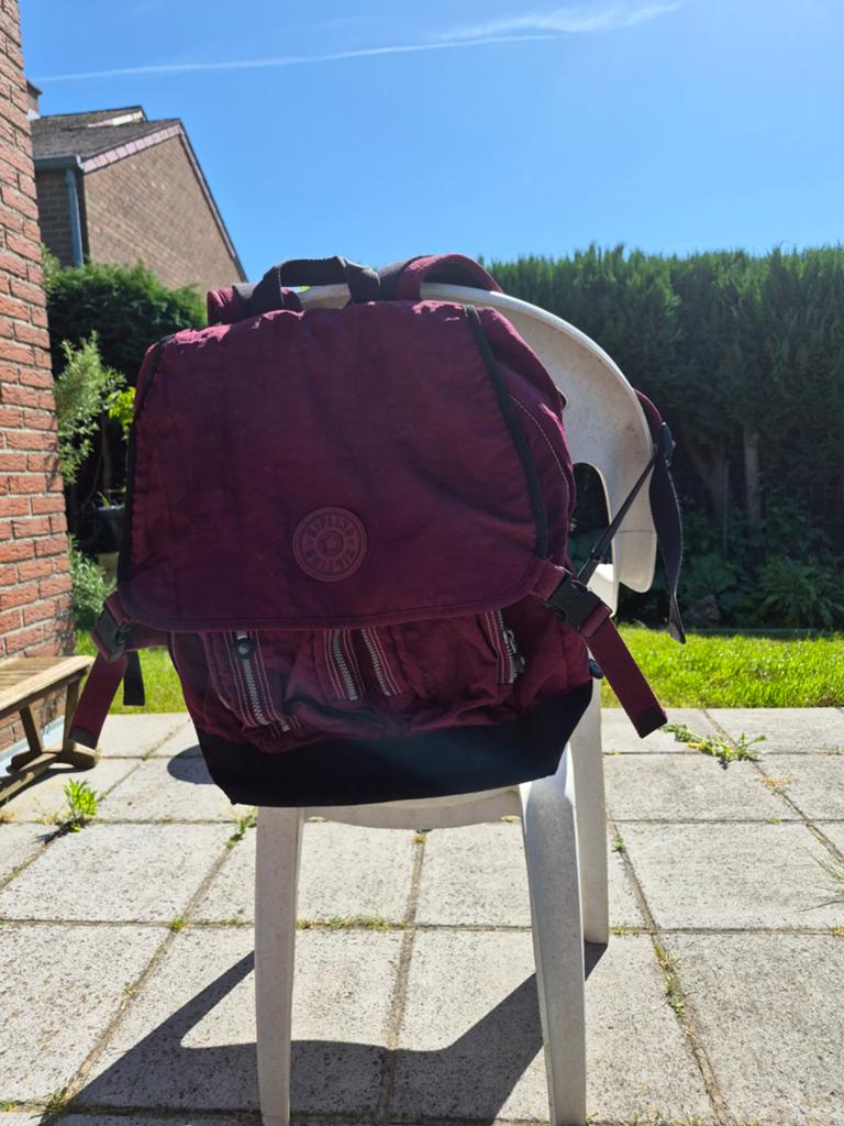 Kipling bordeauxrode boekentas, Ophalen of Verzenden, Gebruikt, Rood, Rugtas