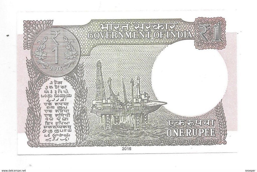 india 1 rupee 2016 117b unc, Ophalen of Verzenden, Zuid-Azië, Los biljet