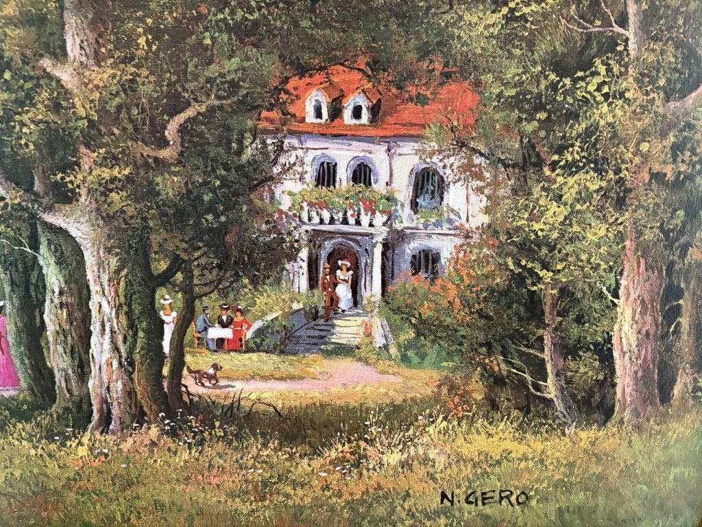 grand cadre signé, Signé, Peinture à l'huile, Paysage, Enlèvement