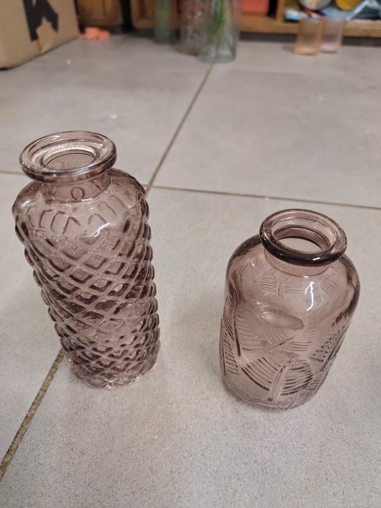 Lot de 2 vases de couleur mauve, Huis en Inrichting, Ophalen, Gebruikt, Paars, Glas