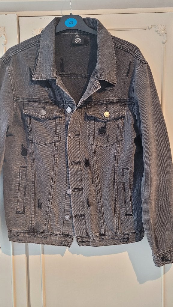 veste homme en jean taille M, Enlèvement ou Envoi, Comme neuf, Taille 48/50 (M), Gris