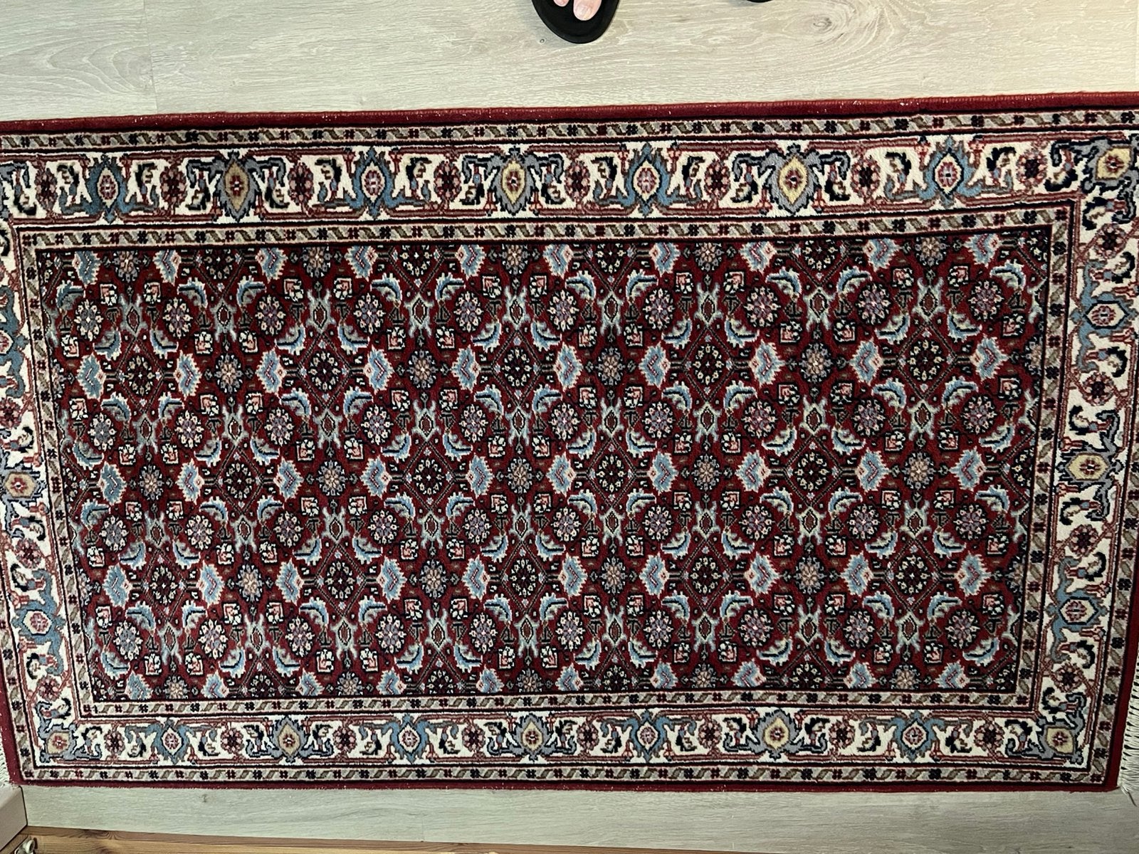 Origineel Handgeknoopt JaipurTapijt Wollig,Indo-Pers161x94cm, Enlèvement, Comme neuf, Beige