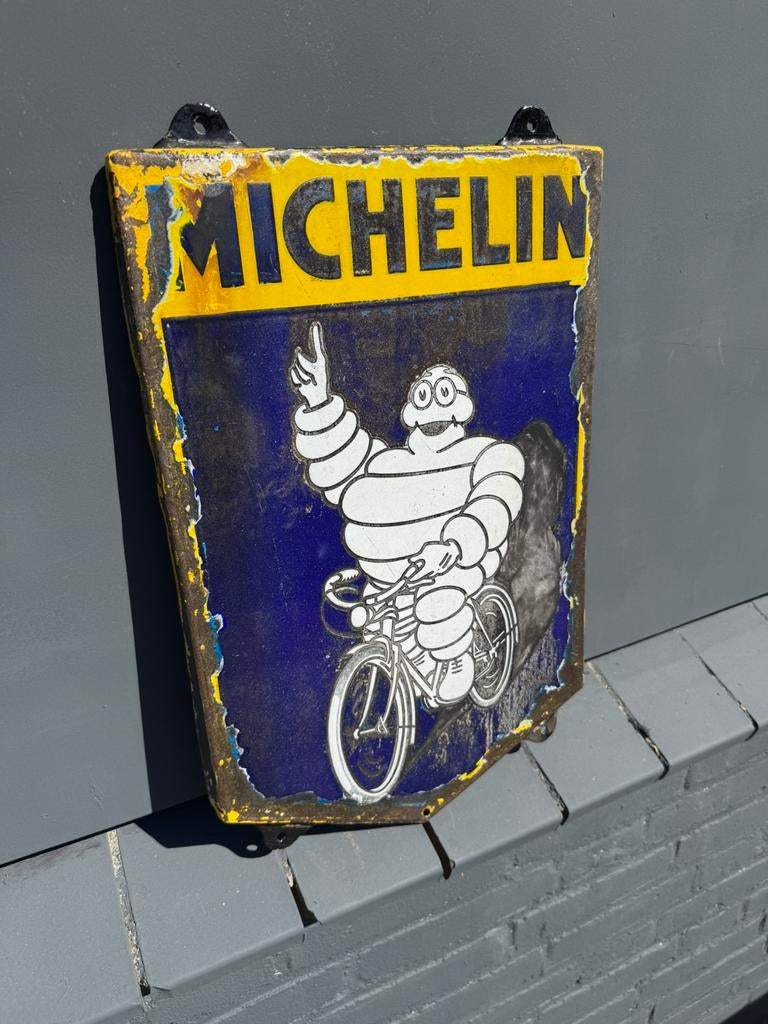 MICHELIN oud emaille reclamebord, Verzamelen, Ophalen of Verzenden, Gebruikt, Reclamebord