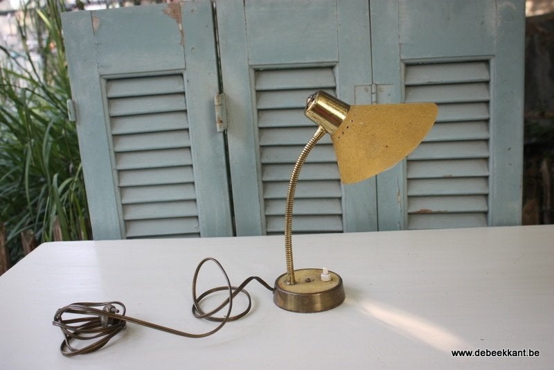 Retro vintage oude Franse lamp geel goud, Ophalen of Verzenden