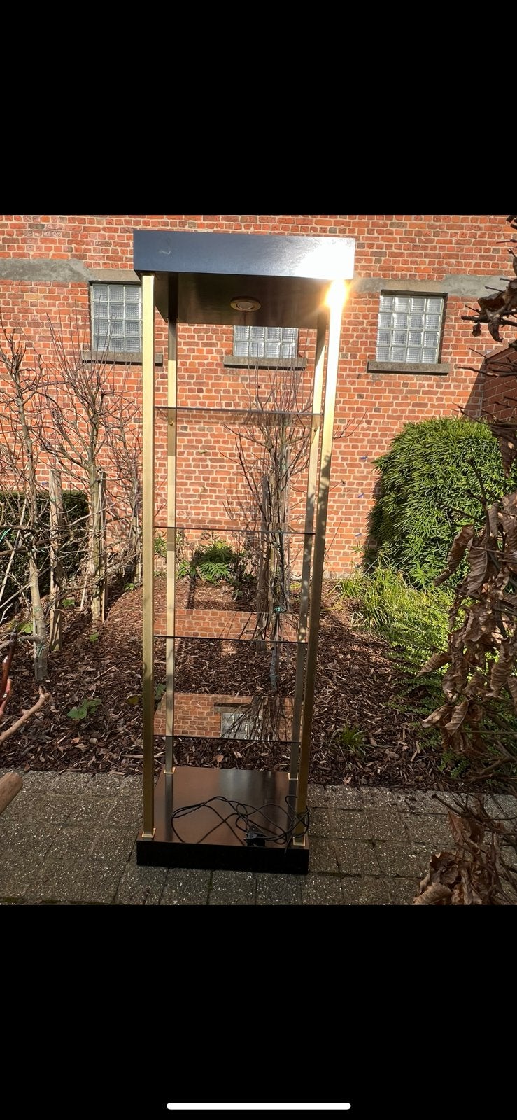 Design vitrinekast met verlichting (goud/donkerbruin), Enlèvement, Utilisé