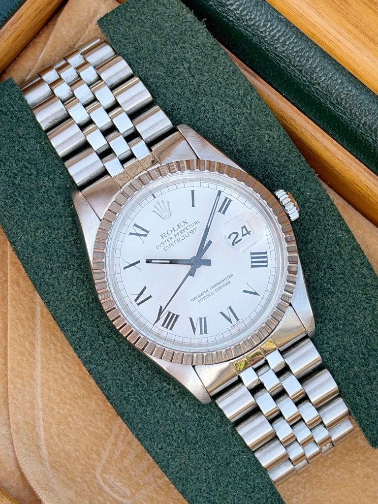 Rolex Datejust 16030 "Buckley Dial" (1979), Bijoux, Sacs & Beauté, Enlèvement, Comme neuf, Montre-bracelet, Rolex