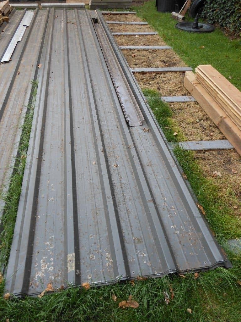 dakplaten antraciet, Doe-het-zelf en Bouw, Ophalen, Gebruikt, Metaal, Dakplaat of Dakpanplaat