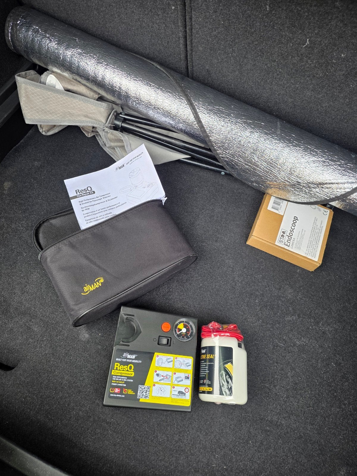 Dit is een AirMan ResQ Tire Repair Kit, Caravans en Kamperen, Slaapmatten, Ophalen, Zo goed als nieuw, 1-persoons