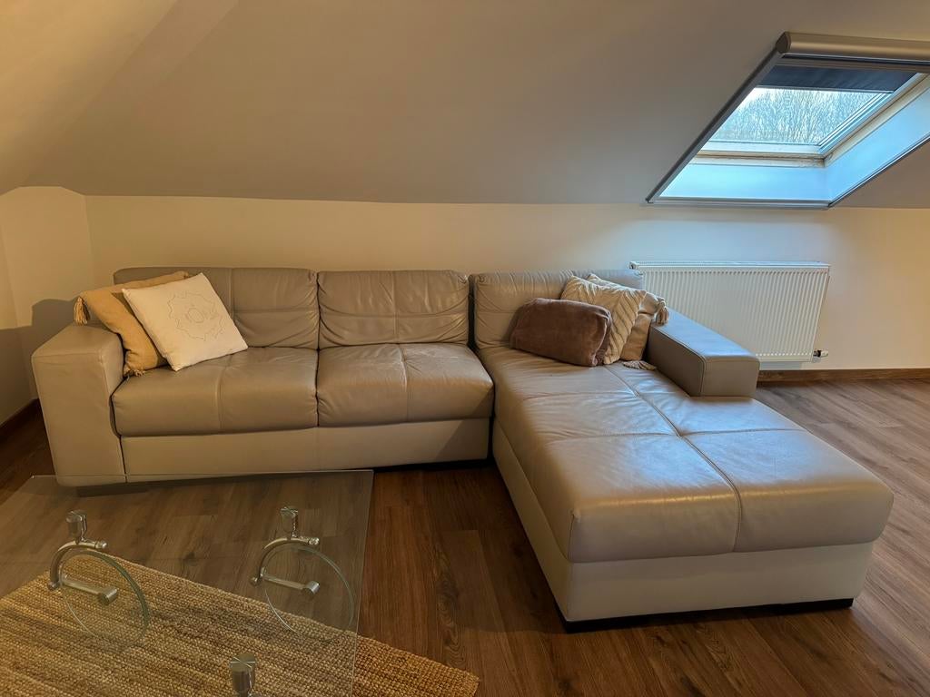 Bankstel, Huis en Inrichting, Ophalen, Overige materialen, Leren bank, Gebruikt