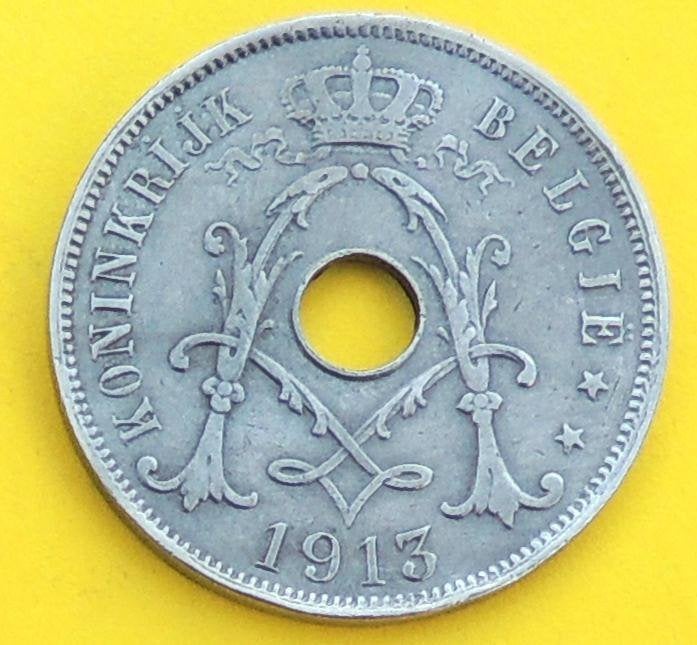 1913 25 centimen NL Albert 1er, Verzenden, Metaal, Losse munt