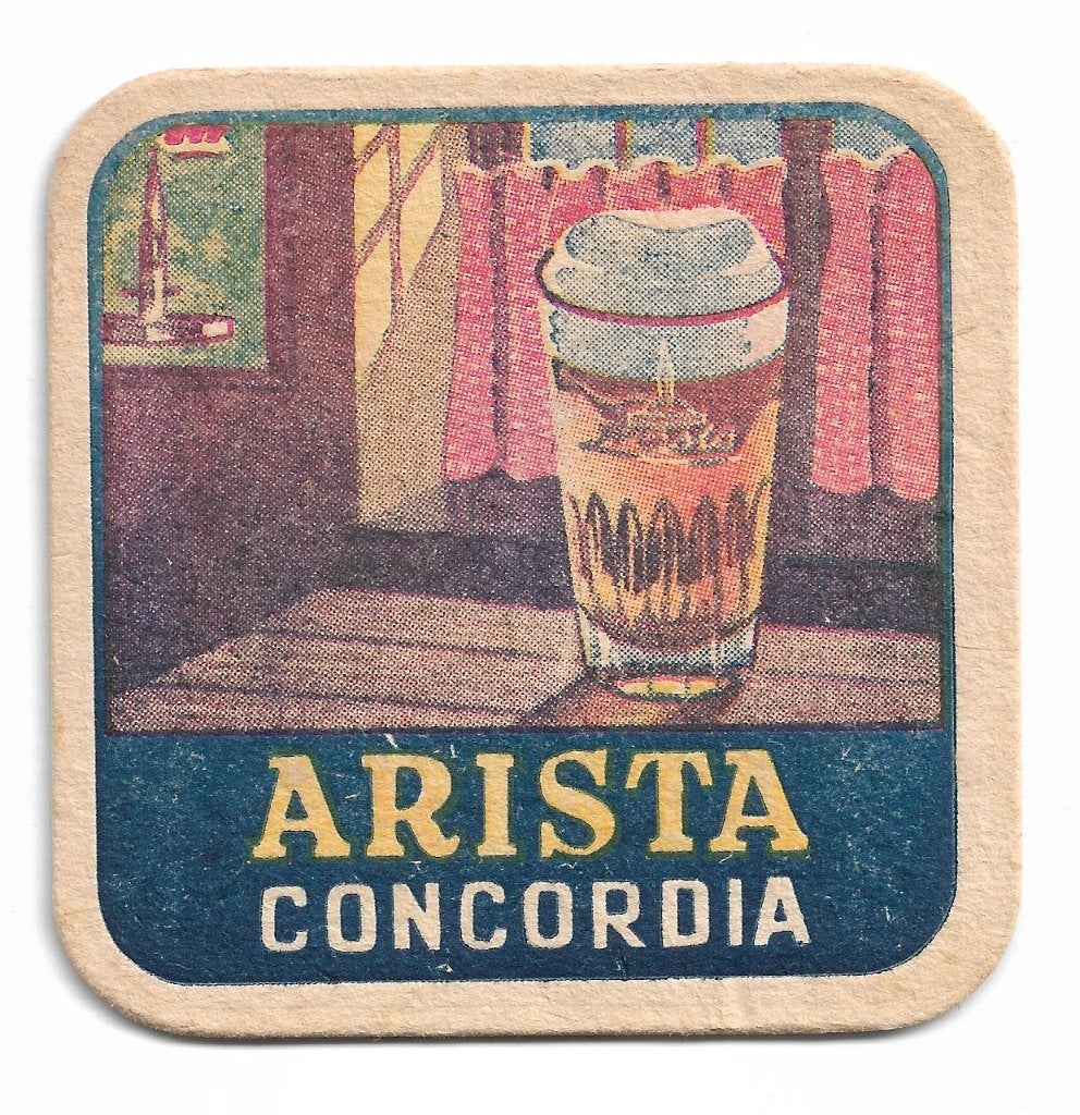 sous-bock Arista concordia, Collections, Marques de bière, Enlèvement ou Envoi, Comme neuf, Sous-bock