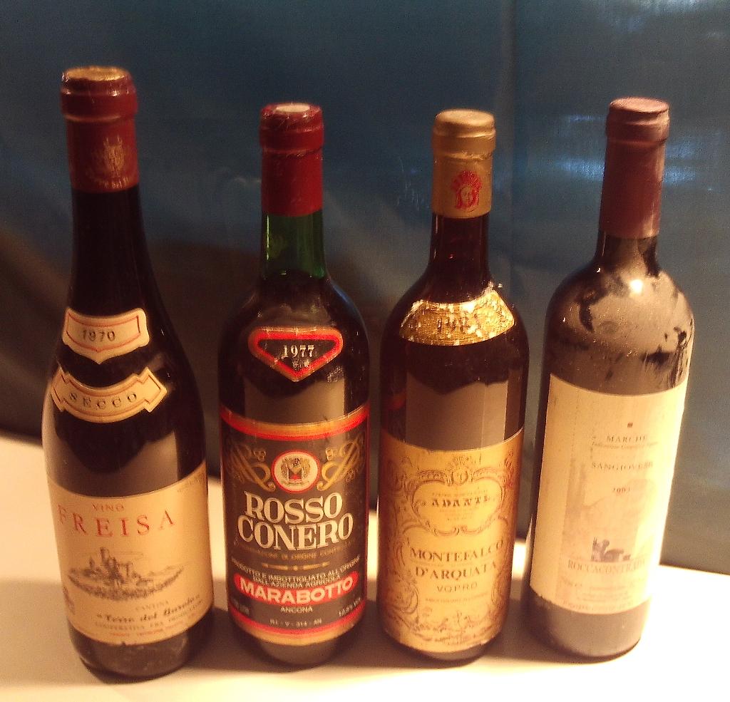 4 Oude Flessen Rode Italiaans Wijnen van 1970 tot 2003, Zo goed als nieuw, Rode wijn, Vol, Italië