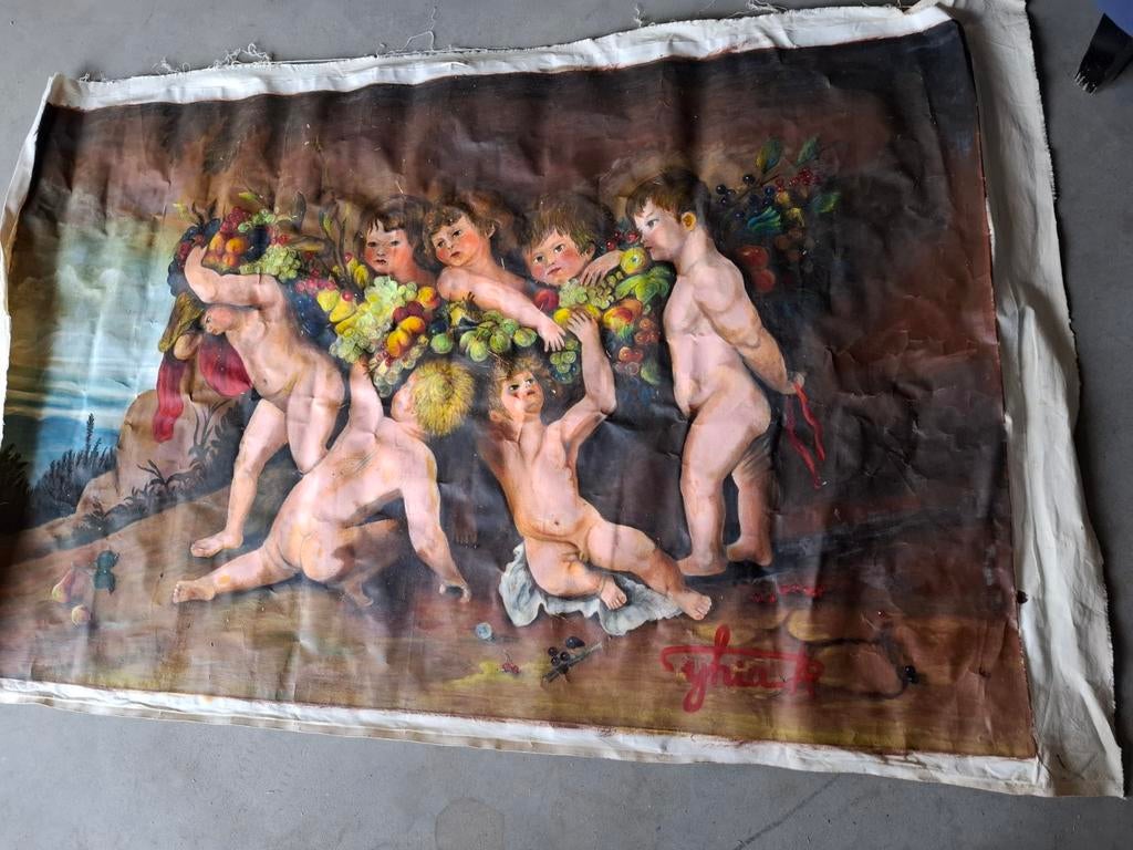 Handgeschilderd Putti with fruit peter paul ruben, Antiek en Kunst, Ophalen
