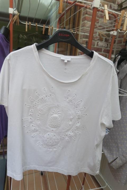 T-shirt wit broderie vooraan Escada mt M, Taille 42/44 (L), Manches courtes, Enlèvement ou Envoi, Escada