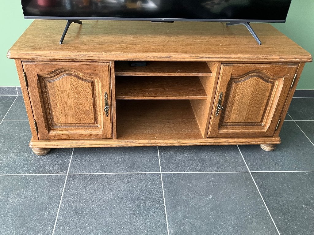 eiken tv-meubel / tv-kast 130x48X57 cm, Ophalen, 100 tot 150 cm, Eikenhout, Zo goed als nieuw