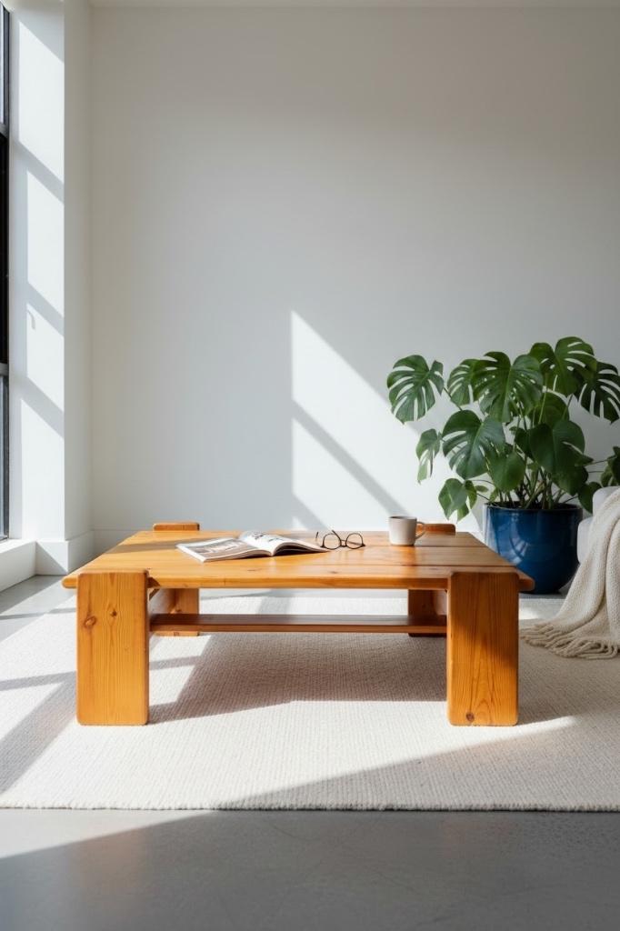 Grande table basse vintage en pin massif, Maison & Meubles, Tables | Tables de salon, Enlèvement, Comme neuf, Pin