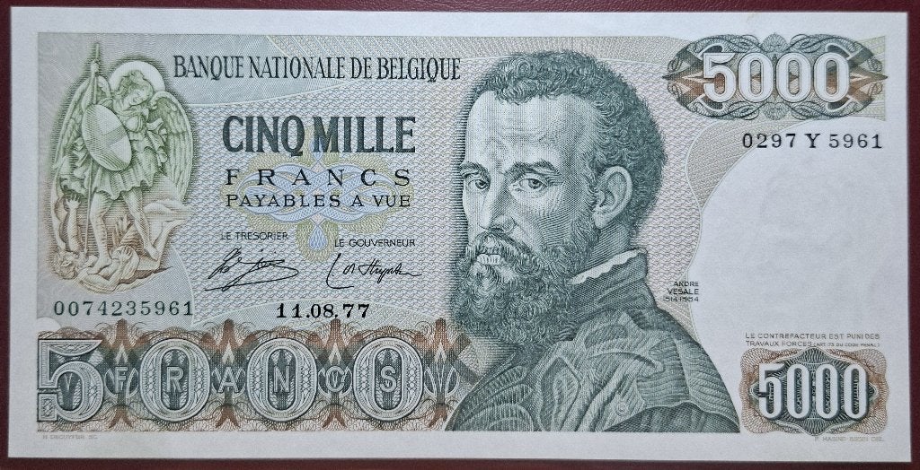 5.000 Frank - Vesalius - UNC, Ophalen of Verzenden, Los biljet