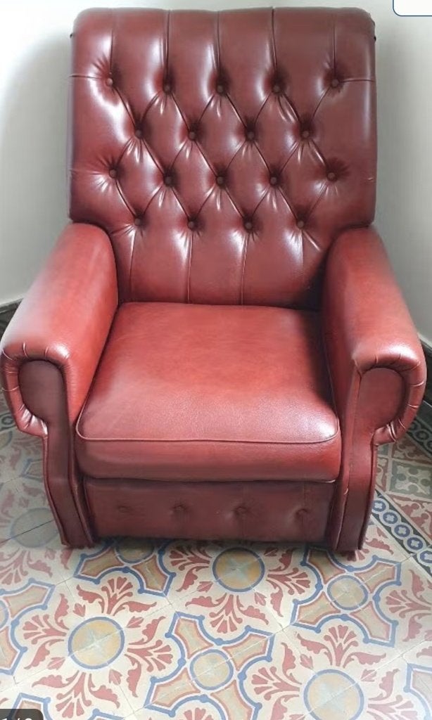 fauteuil, Huis en Inrichting, Fauteuils, Ophalen, Zo goed als nieuw, Leer