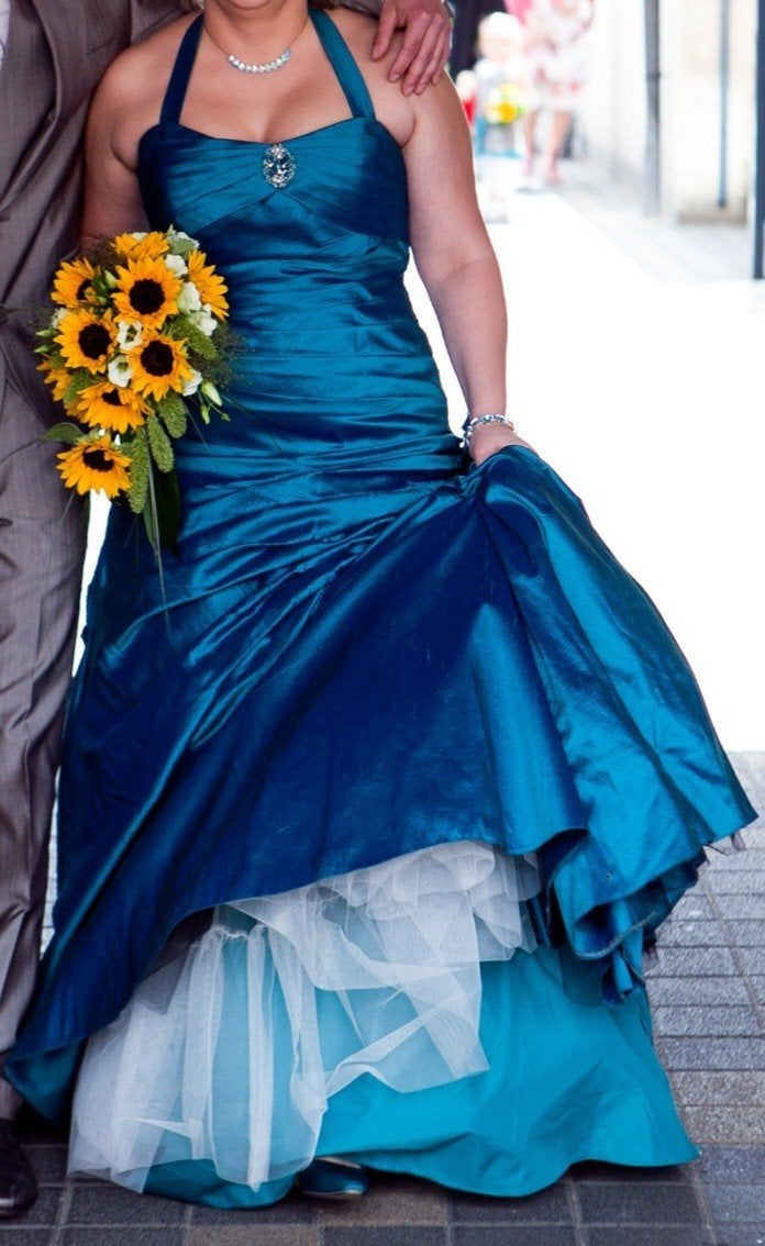 Trouwjurk peacock, Kleding | Dames, Gelegenheidskleding, Ophalen of Verzenden, Maat 42/44 (L)