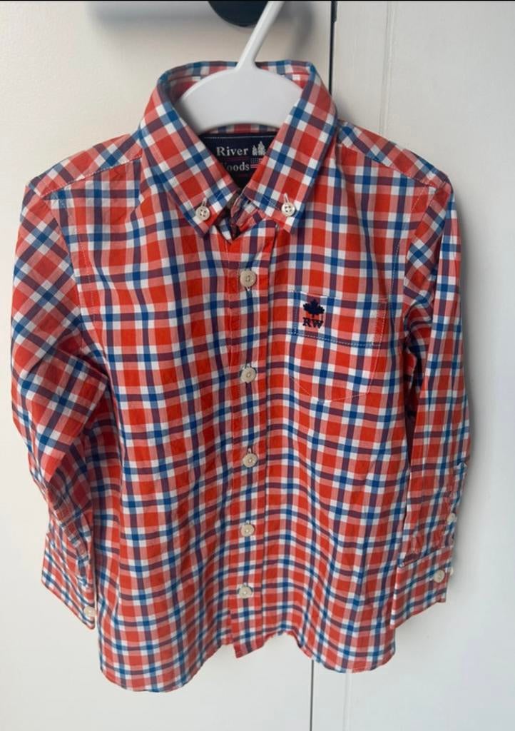 Oranje geruit hemdje jongen River Woods - 4 jaar, Ophalen, Zo goed als nieuw, Jongen, Overhemd of Blouse