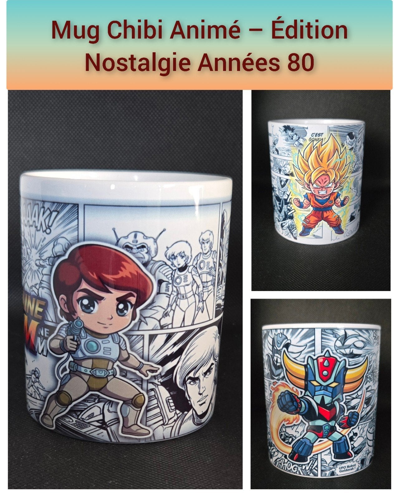 Mug Animé Chibi - Goldorak, Dragon Ball, Capitaine Flam, Enlèvement ou Envoi, Céramique, Mug