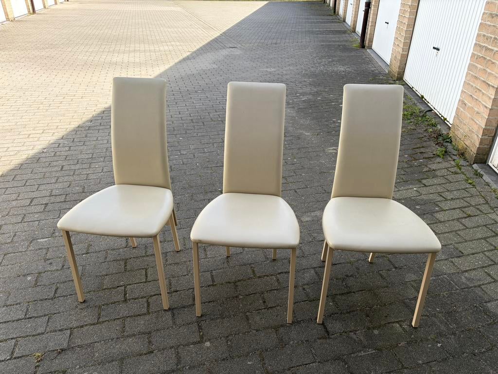 Lederen stoelen 4, Huis en Inrichting, Stoelen, Ophalen, Gebruikt, Overige kleuren, Leer