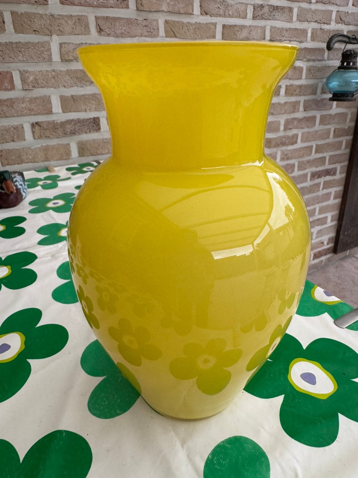 Vase jaune., 26 cm, Jaune, Verre, Enlèvement